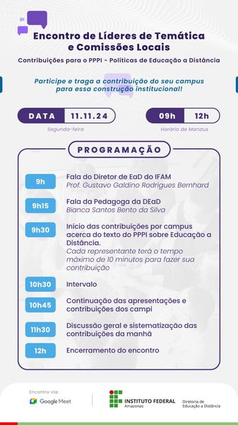 Programação - Encontro de Líderes de Temática e Comissões Locais