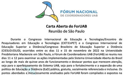 Trecho da carta aberta